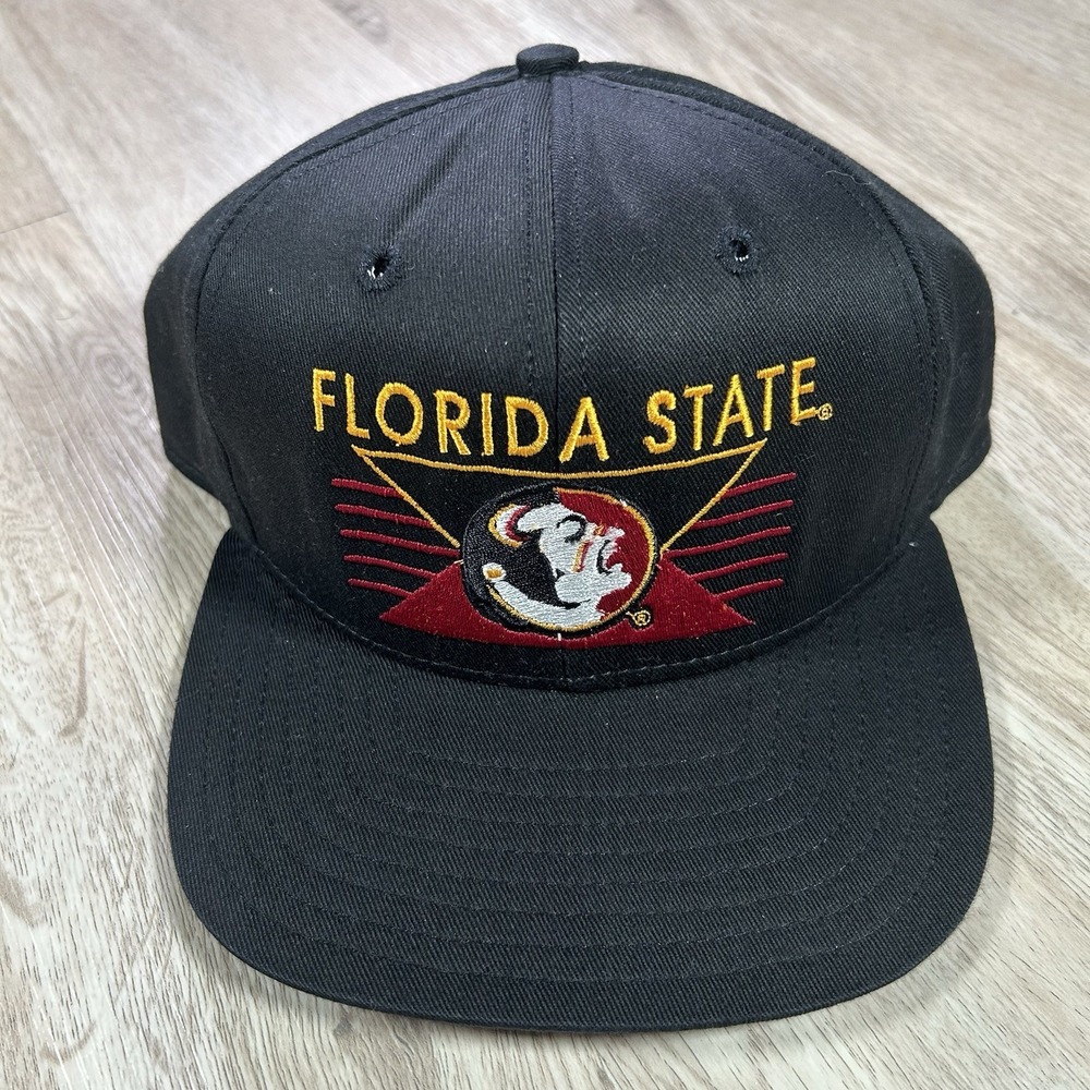 VTG Flroida State Seminoles Snapback Hat College Delong Black Cap Made in USA